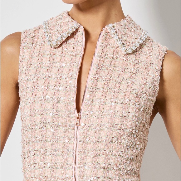 Alice & Olivia Ellis Pink Embellished Mini Dress NWT - Picture 3 of 16